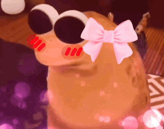 Cartoon Dog Wearing Sunglasses and Pink Bow