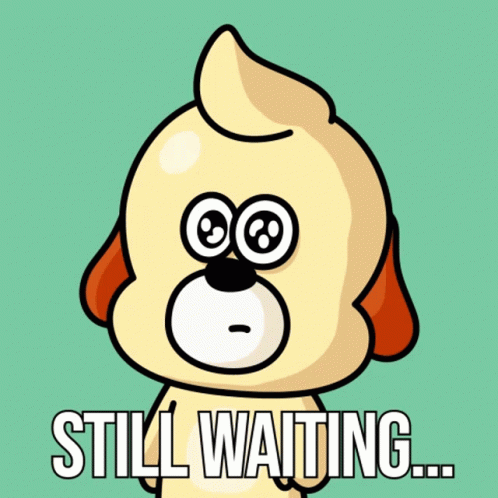 Cartoon Dog With Big Eyes Still Waiting