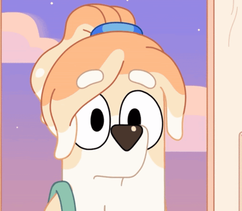 Cartoon Dog with Ponytail and Backpack