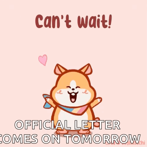 Cartoon Dog With Scarf Says Can't Wait Official Letter