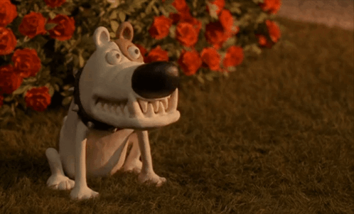 Cartoon Dog with Spiked Collar in Grass