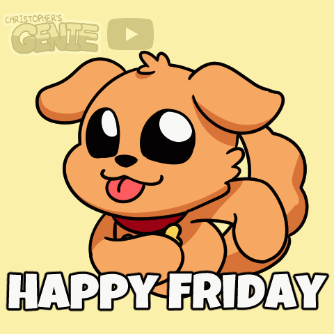 Cartoon Dog With Tongue Out Happy Friday