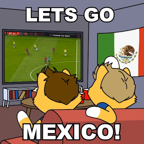 Cartoon Dogs Cheering On Soccer Field GIF