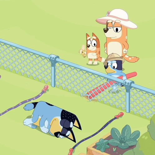 Cartoon Dogs Playing In Yard GIF