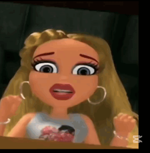 Cartoon Doll With Blonde Hair And Red Lips GIF