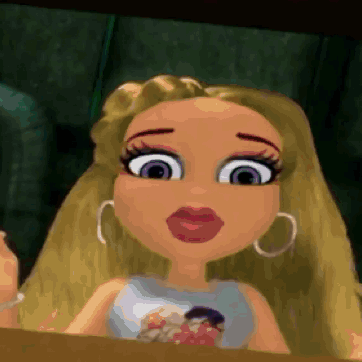 Cartoon Doll With Blonde Hair And Red Lips GIF