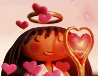Cartoon Doll with Heart-Eyes and Key