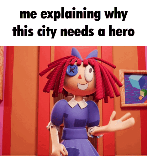 Cartoon Doll with Red Hair and Blue Button on Eye