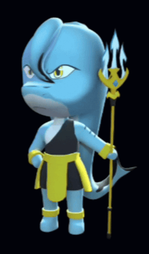 Cartoon Dolphin Holding Trident