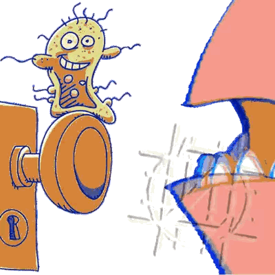 Cartoon Doorknob with Monster