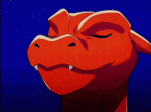 Cartoon Dragon Eyes Closed Sharp Teeth