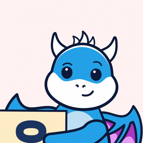 Cartoon Dragon Holding Number Ten GIF