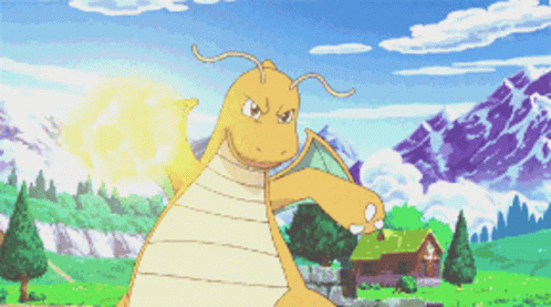 Cartoon Dragon With Mountain Background