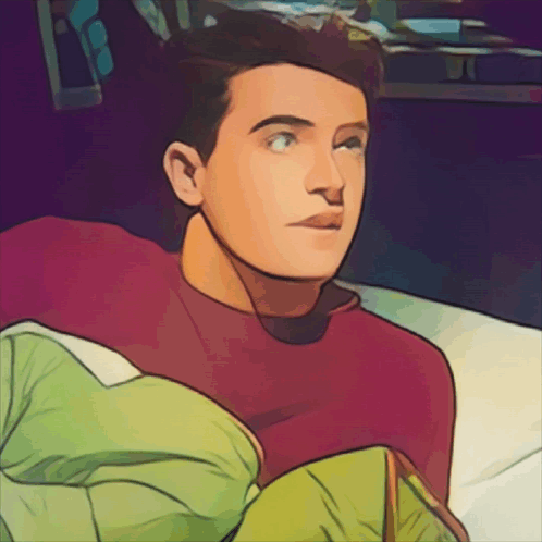 Cartoon Drawing of Man in Red Sweater