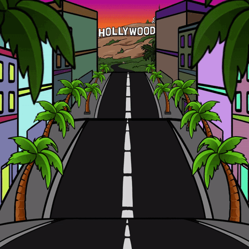 Cartoon Driving In Hollywood GIF