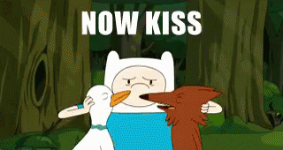 Cartoon Duck and Fox Now Kiss