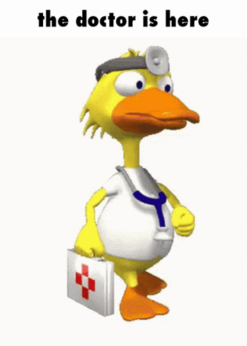 Cartoon Duck Doctor Holding Briefcase