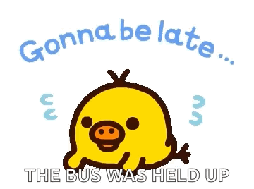 Cartoon Duck Gonna Be Late the Bus Was Held Up