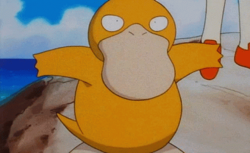 Cartoon Duck Hanging Upside Down On Beach GIF