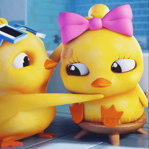 Cartoon Duck Holding Another Duck