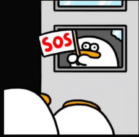 Cartoon Duck Holding SOS Sign