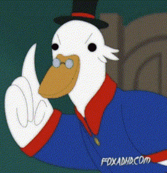 Cartoon Duck in Top Hat Giving Thumbs Up