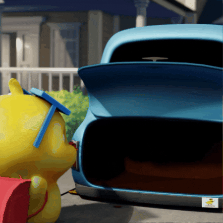 Cartoon Duck Packing Bags GIF
