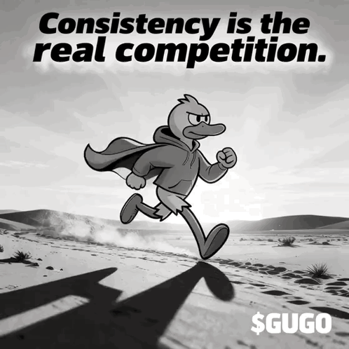 Cartoon Duck Running in Desert Consistency Is the Real Competition