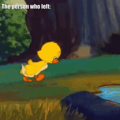 Cartoon Duck Saying Nobody Loves Me by Water