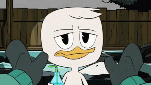 Cartoon Duck Sitting in Hot Tub Drinking From Bottle With Straw