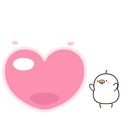 Cartoon Duck Standing Before Pink Heart