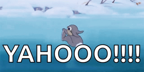 Cartoon Duck Swimming With Yahoo GIF