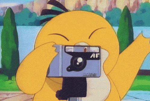 Cartoon Duck Taking Picture With Camera Saying AF