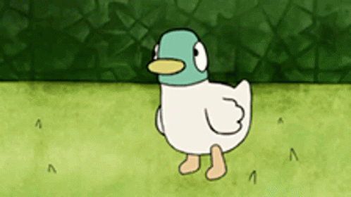Cartoon Duck Walking on Grass
