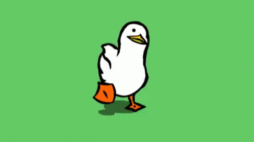Cartoon Duck Walking on Green Field