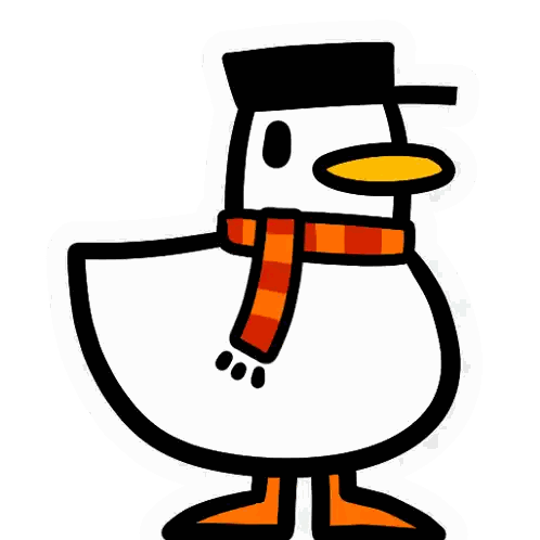 Cartoon Duck Wearing Hat and Scarf