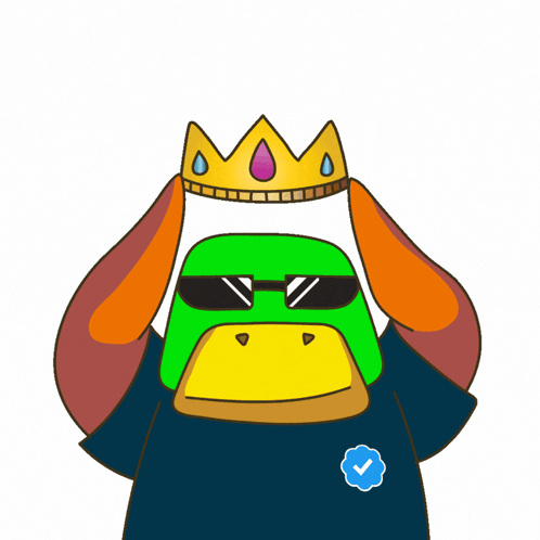 Cartoon Duck Wearing Sunglasses And Crown GIF