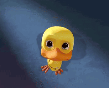 Cartoon Duck with Big Eyes and Yellow Head