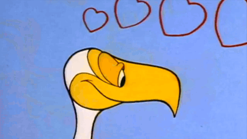 Cartoon Duck With Hearts on Head