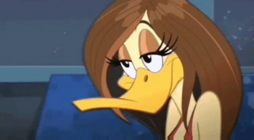 Cartoon Duck With Long Brown Hair and Long Beak