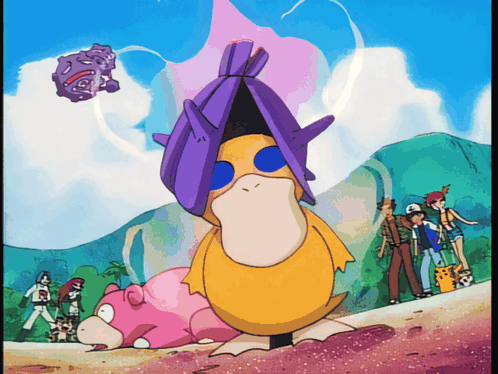 Cartoon Duck With Purple Hat