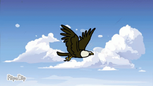 Cartoon Eagle Flying in Cloudy Blue Sky Flipaclip