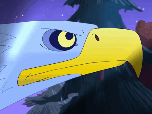 Cartoon Eagle with Yellow Beak and Blue Head