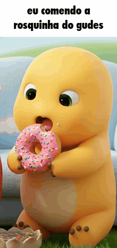 Cartoon Eating Pink Donut Eu Comendo a Rosquinha do Gudes