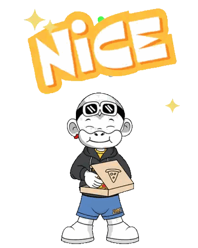 Cartoon Eating Pizza With Nice Text