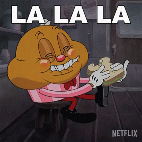 Cartoon Eating Sandwich Saying La La La GIF