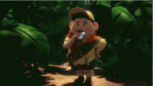 Cartoon Eating Snack In Jungle GIF
