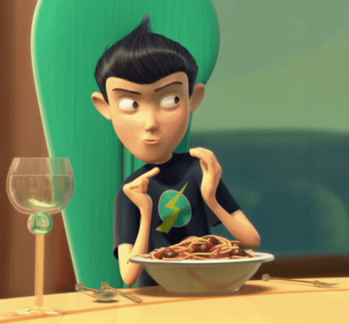 Cartoon Eating Spaghetti