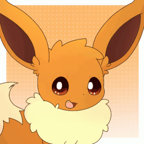 Cartoon Eevee with Big Ears and Fluffy Tail