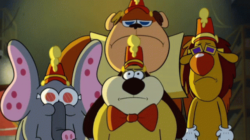 Cartoon Elephant Dog and Clown